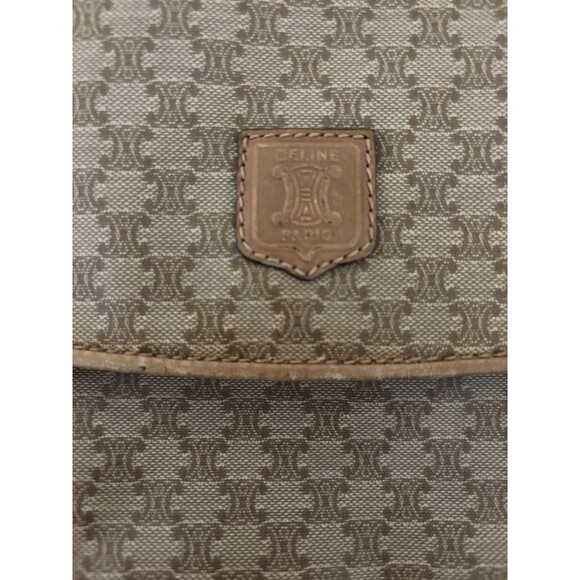 Celine Vintage Macadam Triomphe Canvas & Leather Clutch Bag Authentic Classic - Picture 2 of 14